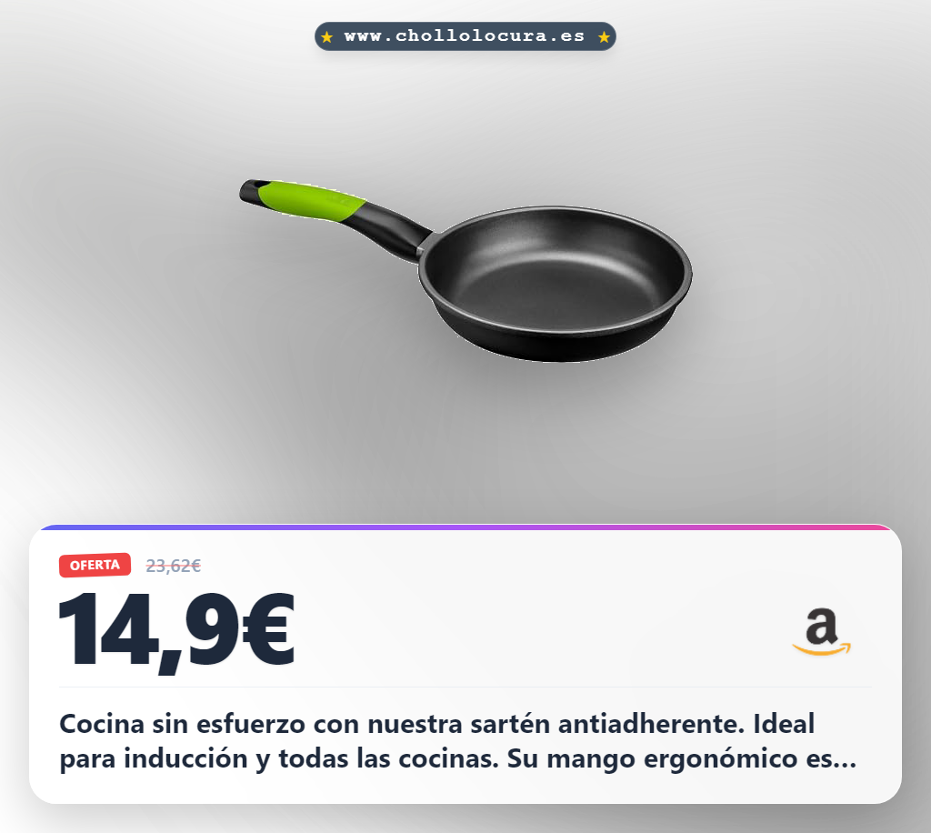 Aprovecha la sartén antiadherente de aluminio fundido para inducción con mango ergonómico y apilable