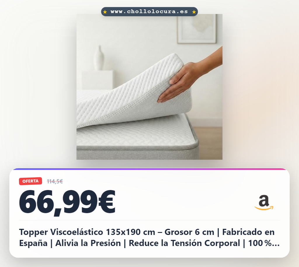 ¡Topper Viscoelástico 135x190! Confort Premium, Alivia Presión y Reduce Tensión | Funda Transpirable y Lavable | Descansa como nunca