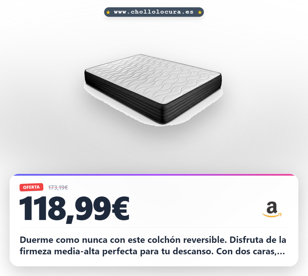 Aprovecha este colchón reversible invierno verano con firmeza media-alta y certificados Oeko-Tex