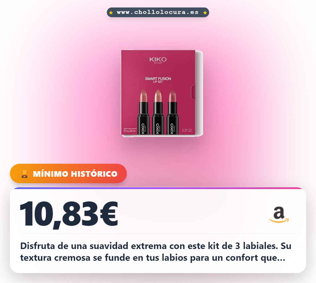 Encuentra el kit de 3 labiales KIKO Milano Smart Fusion Lipstick cremosos y nutritivos a precio de chollo