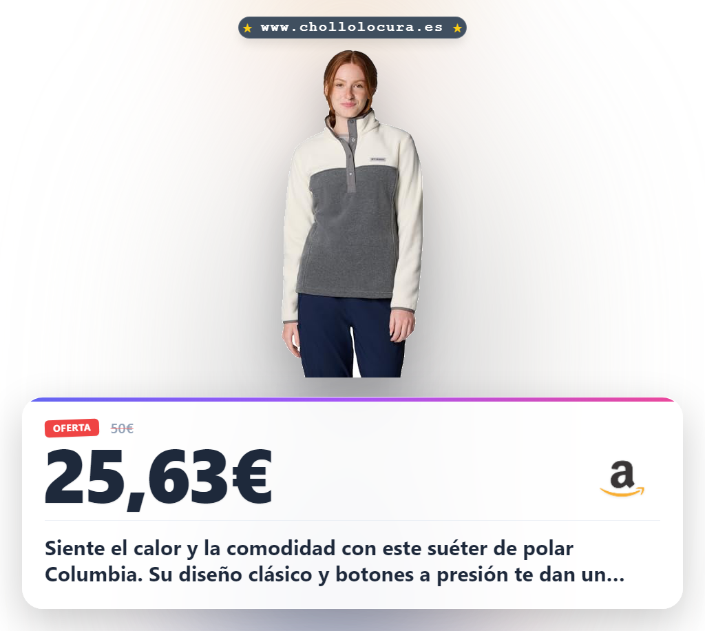 Aprovecha este suéter de polar Columbia para mujer con botones a presión y calor óptimo a precio de chollo