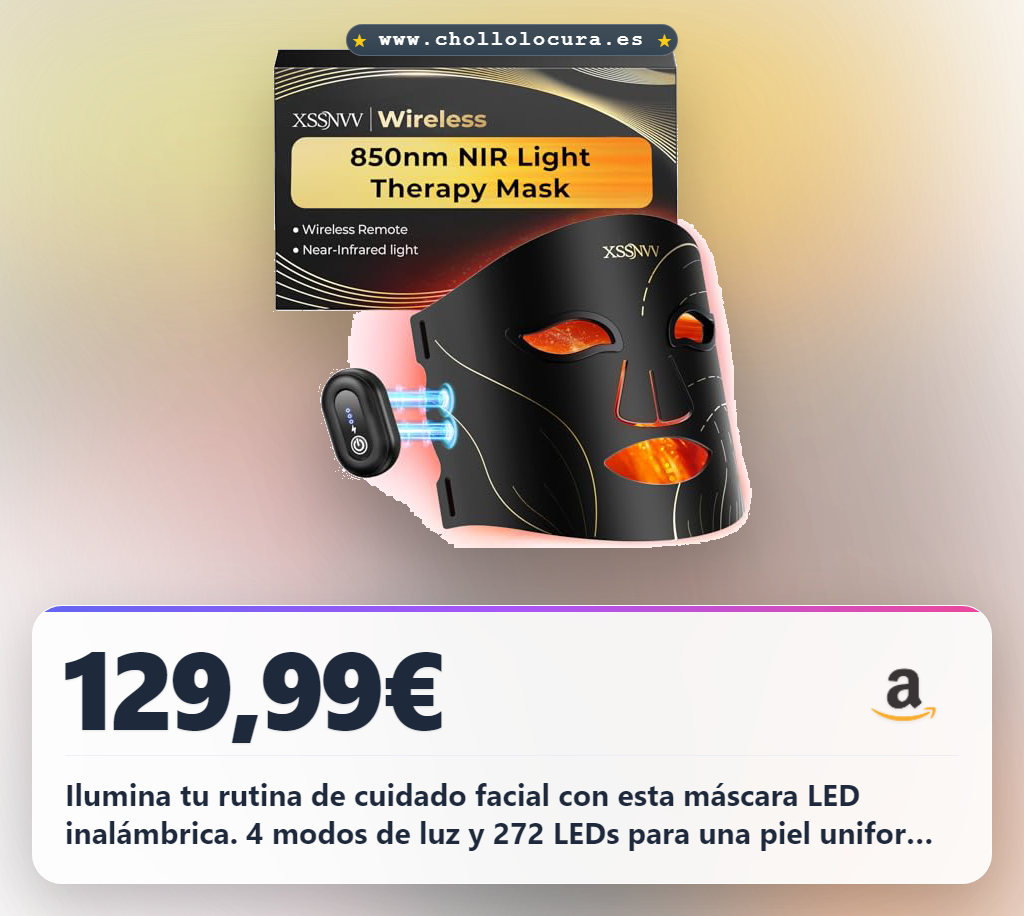 Consigue la máscara LED facial inalámbrica con 272 LEDs y 4 modos de luz al mejor precio