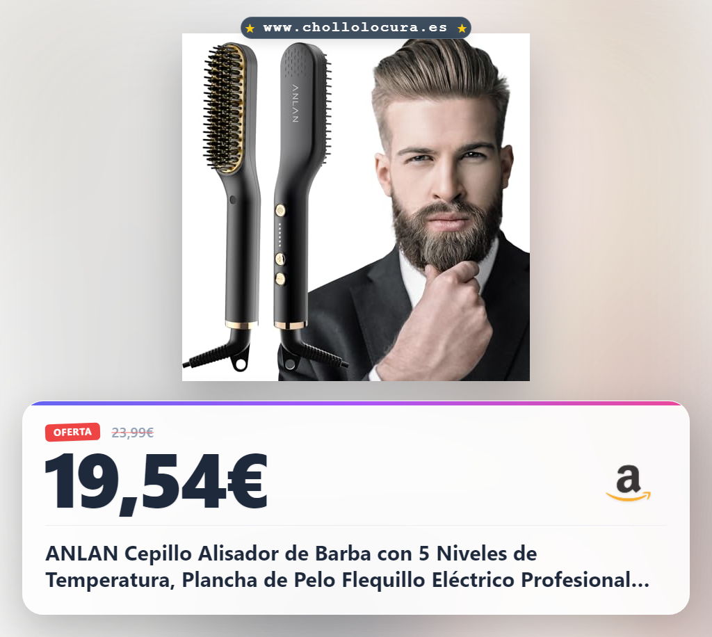 ANLAN Cepillo Alisador de Barba con 5 Niveles de Temperatura, Plancha de Pelo Flequillo Eléctrico Profesional Peine de Peluquería Multifuncional para Hombre Mujer