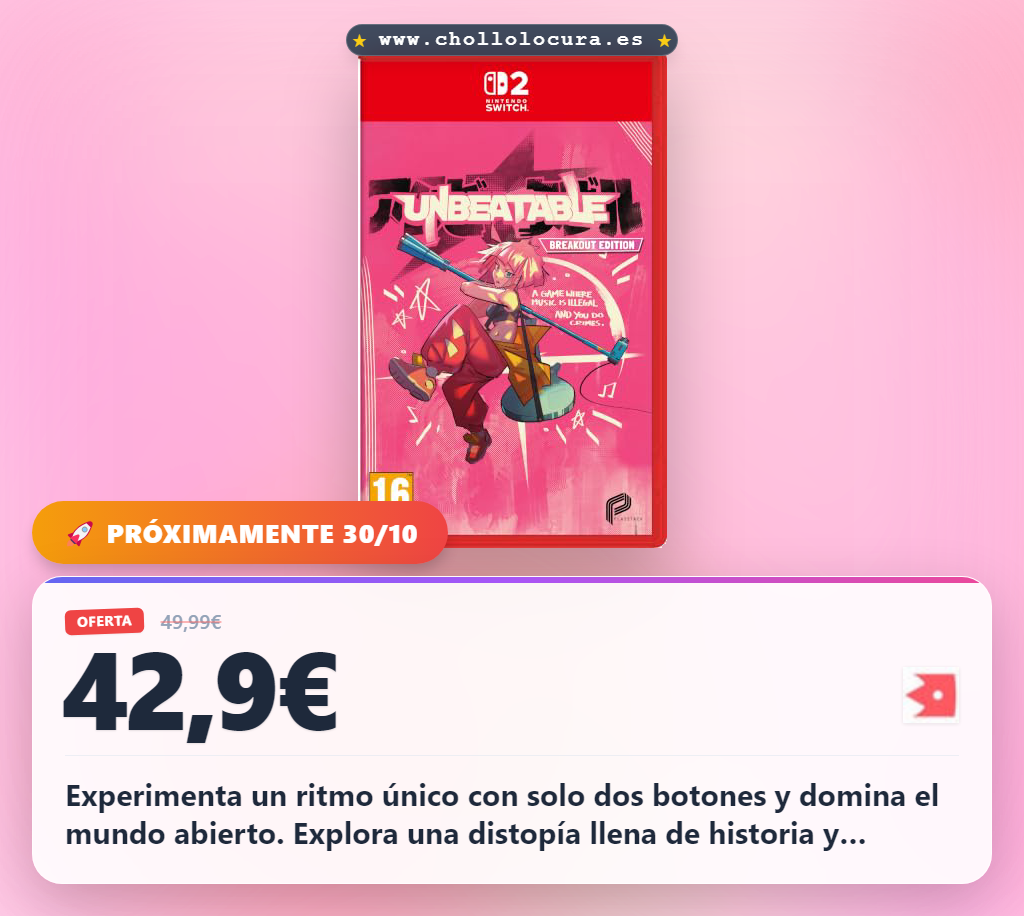 Aprovecha la Breakout Edition Switch 2 con ritmo único y arte anime de los 90 en oferta histórica
