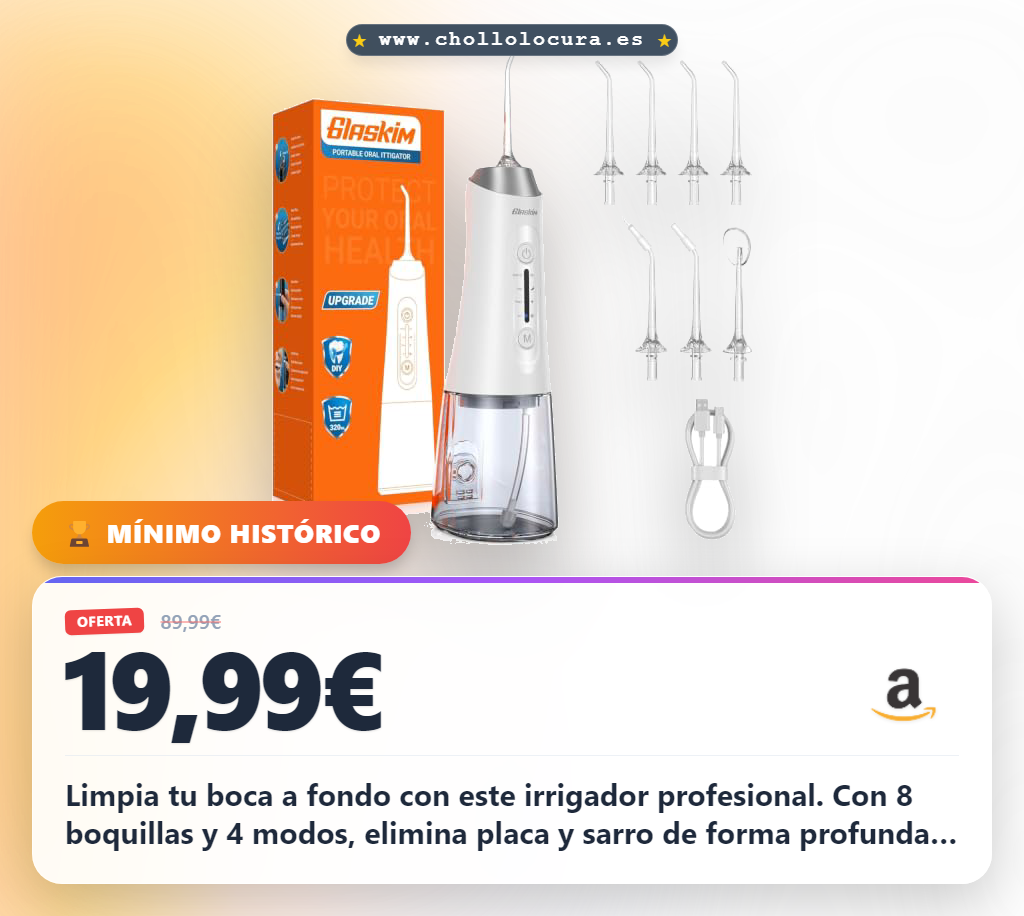 Obtén el irrigador bucal profesional inalámbrico con 4 modos y 8 boquillas a precio de chollo