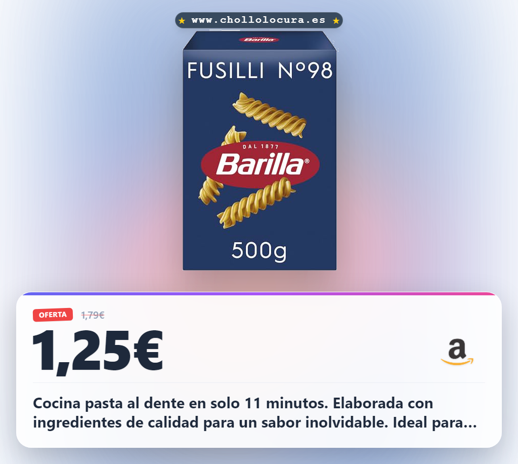 Aprovecha la pasta Fusilli Barilla de calidad para cocinar al dente en 11 minutos con salsas ricas