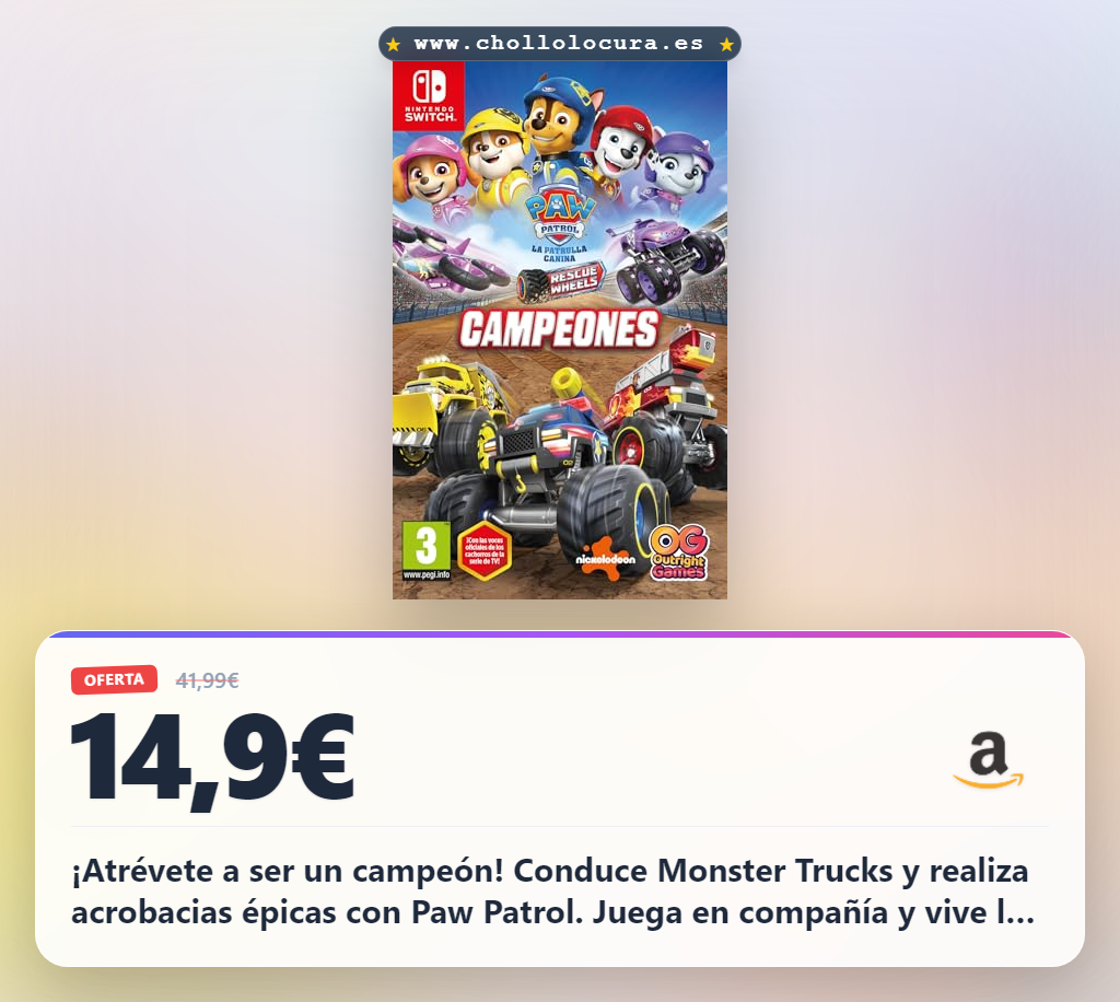 Aprovecha Paw Patrol Rescue Wheels Campeones para Nintendo Switch: conduce Monster Trucks y haz acrobacias con acción