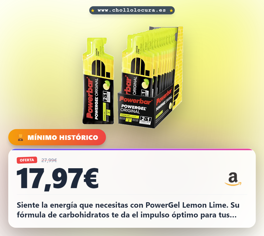 Aprovecha el PowerGel Lemon Lime alto en carbohidratos y sin cafeína. Máxima energía para tus esfuerzos. En oferta.