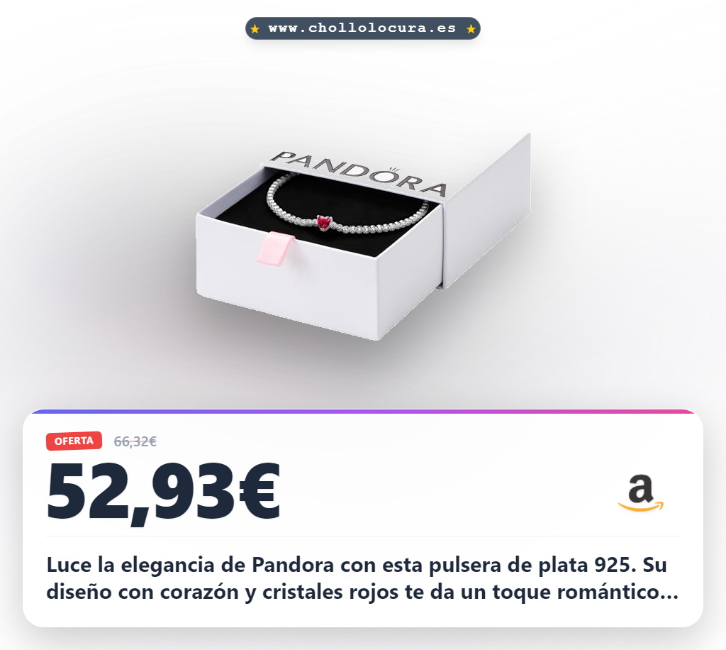 Llévate la Pulsera Pandora Timeless de Plata 925 con corazón y cristales rojos a precio de chollo