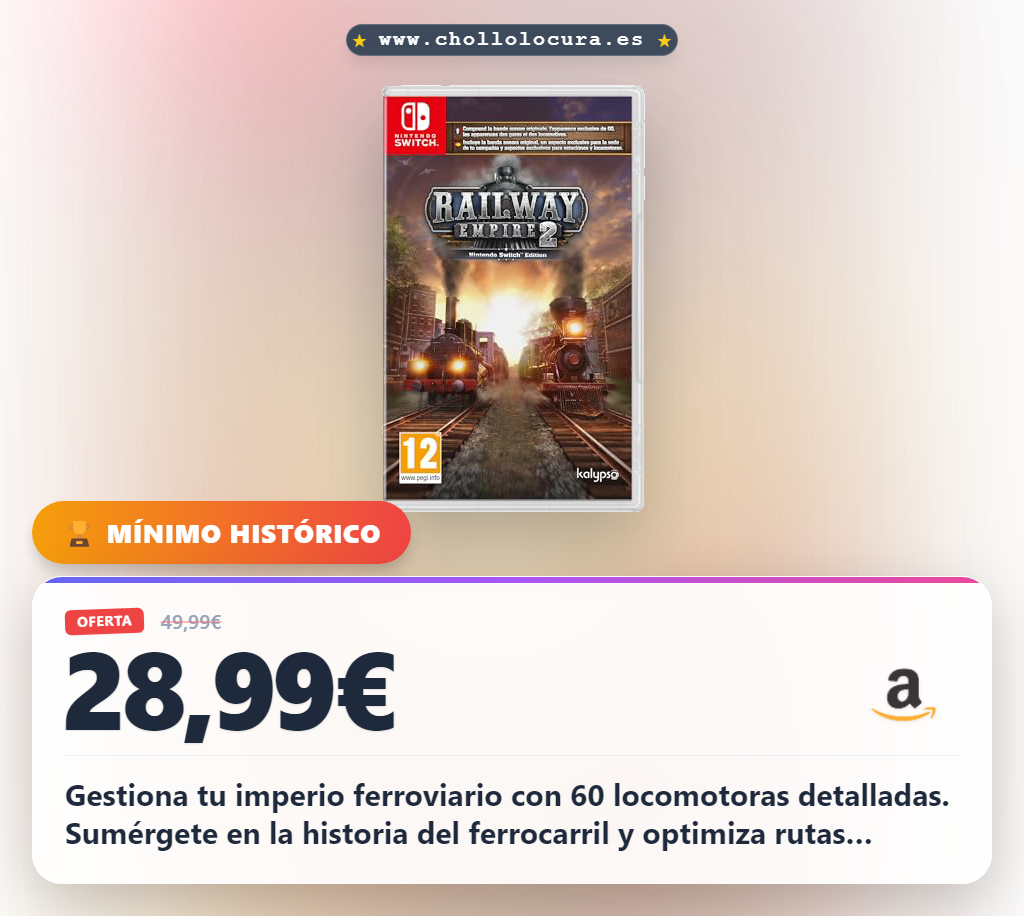 Disfruta Railway Empire 2 Deluxe Edition en Switch con 60 locomotoras y misiones estratégicas al mejor precio