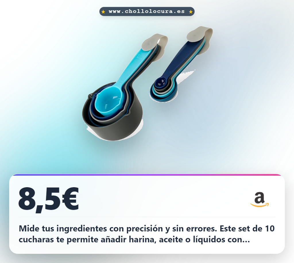 Aprovecha este set de 10 cucharas medidoras Tasty para cocina, apilables y en oferta al mejor precio para tus recetas.