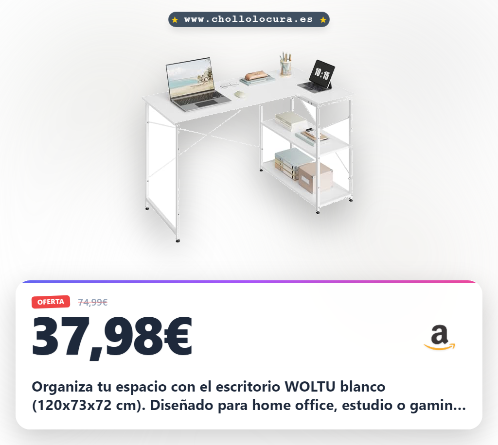 Adquiere este escritorio multifuncional WOLTU Blanco Brillante para Home Office y Gaming en oferta histórica al mejor precio.