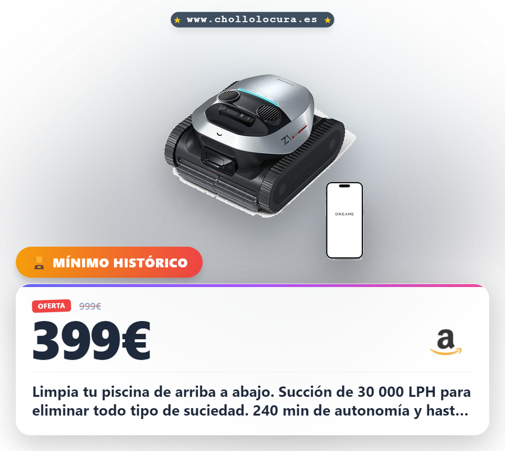 dreame Z1 Robot para Piscinas, Potencia de Succión de 30 000 LPH, Limpieza del Fondo, Las Paredes y la Línea de Flotación de la Piscina, 240 min, hasta 180 m²