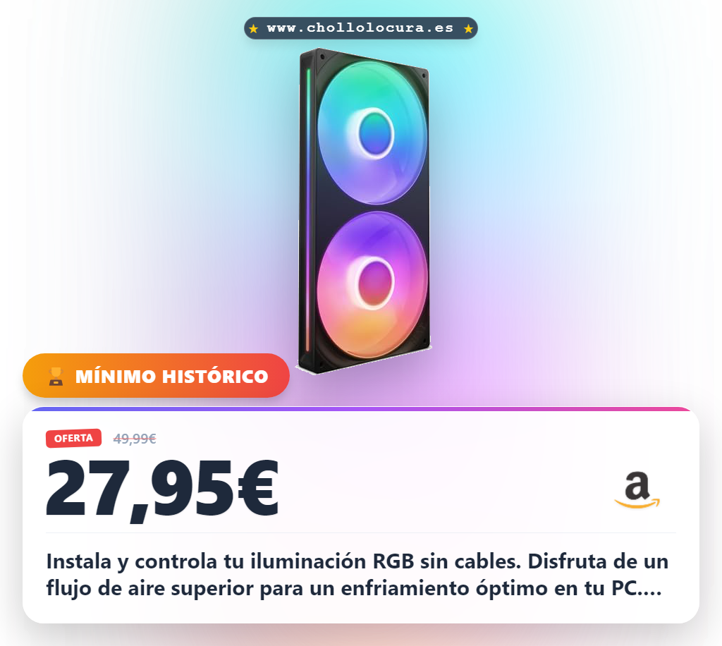Aprovecha el ventilador NZXT F280 RGB Core con iluminación y flujo de aire superior para tu PC en oferta histórica