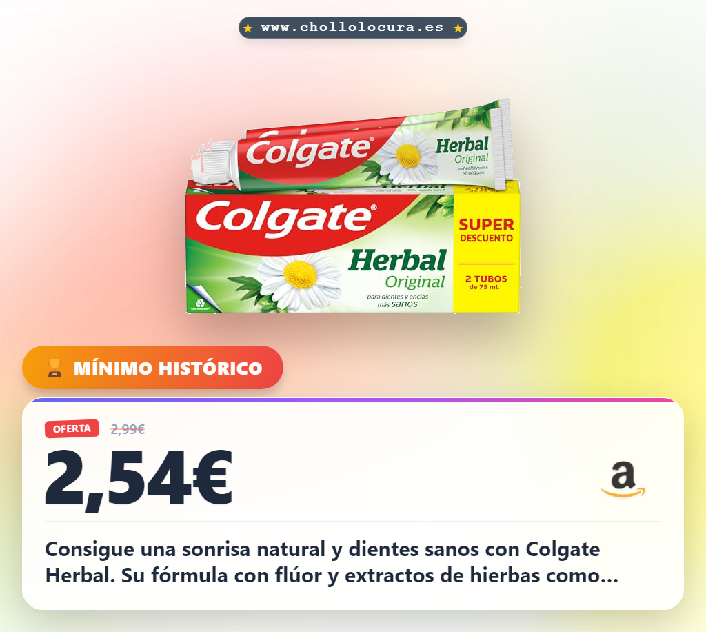 Consigue la pasta de dientes Colgate Herbal Original con extractos naturales para una sonrisa sana y dientes fuertes al mejor precio
