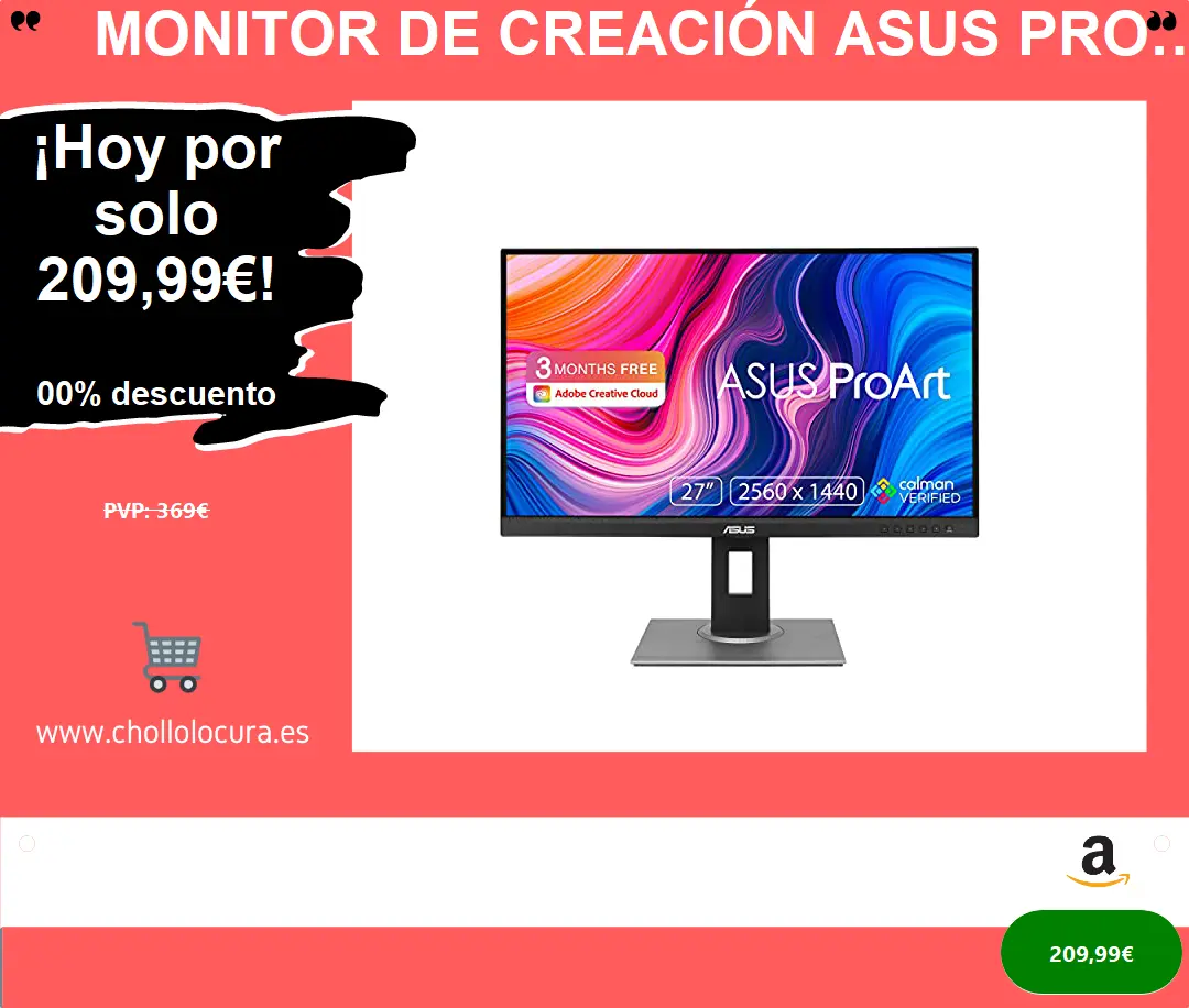 Monitor de Creación ASUS ProArt PA278QV con Tecnología de Alto Rendimiento