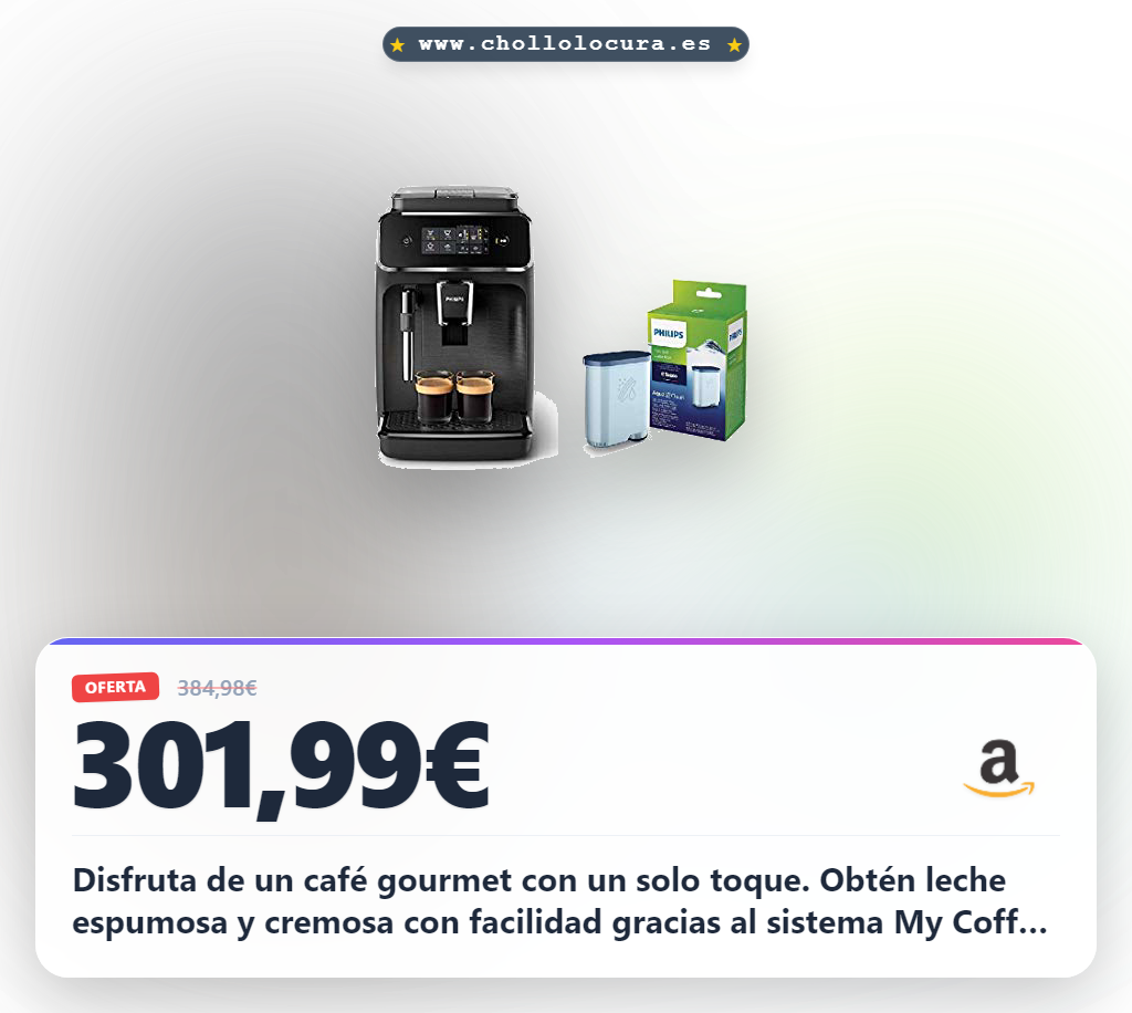 Disfruta tu café gourmet con la cafetera superautomática Philips y filtro AquaClean en oferta histórica
