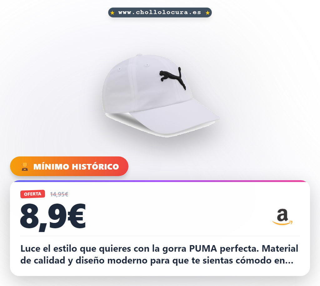 Aprovecha la gorra de béisbol PUMA blanca para adultos y disfruta de calidad y comodidad al mejor precio