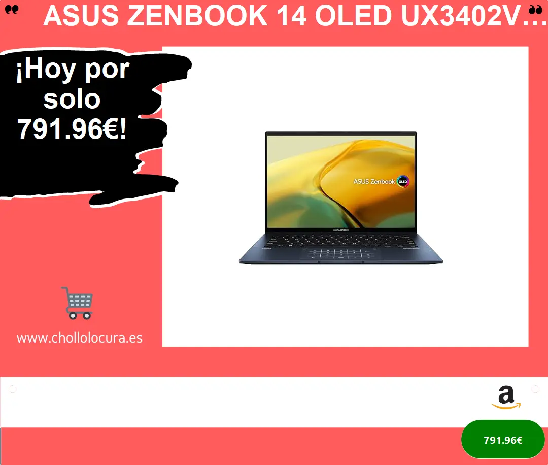 ¡Descubre el ordenador portátil más óptimo para tus necesidades! ASUS ZenBook 14 OLED UX3402VA-KM208W - Intel Core i5, 16GB RAM y 512GB SSD en un solo dispositivo azul pondero con teclado QWERTY español