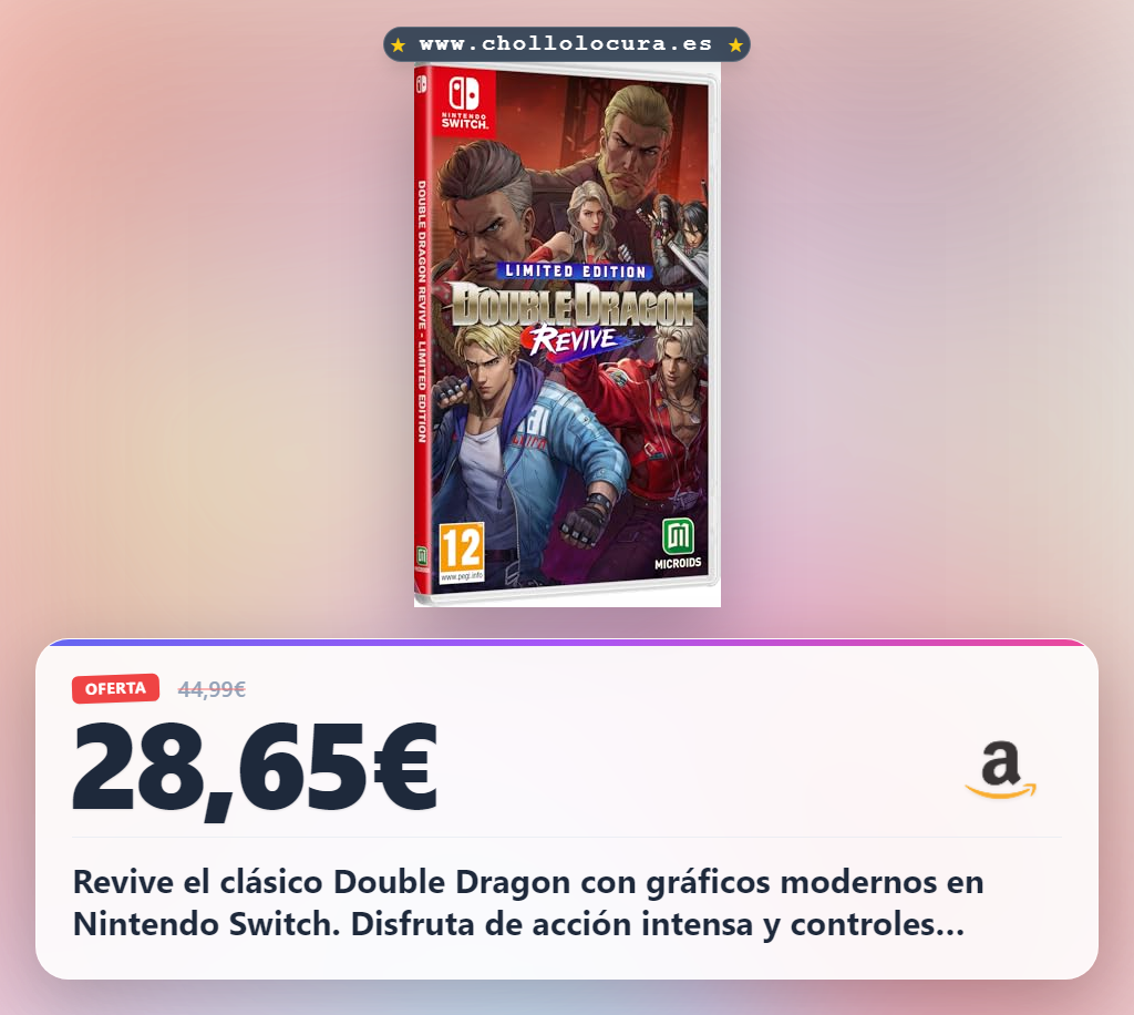 Aprovecha Double Dragon Revive en Nintendo Switch con gráficos modernos y acción intensa al mejor precio