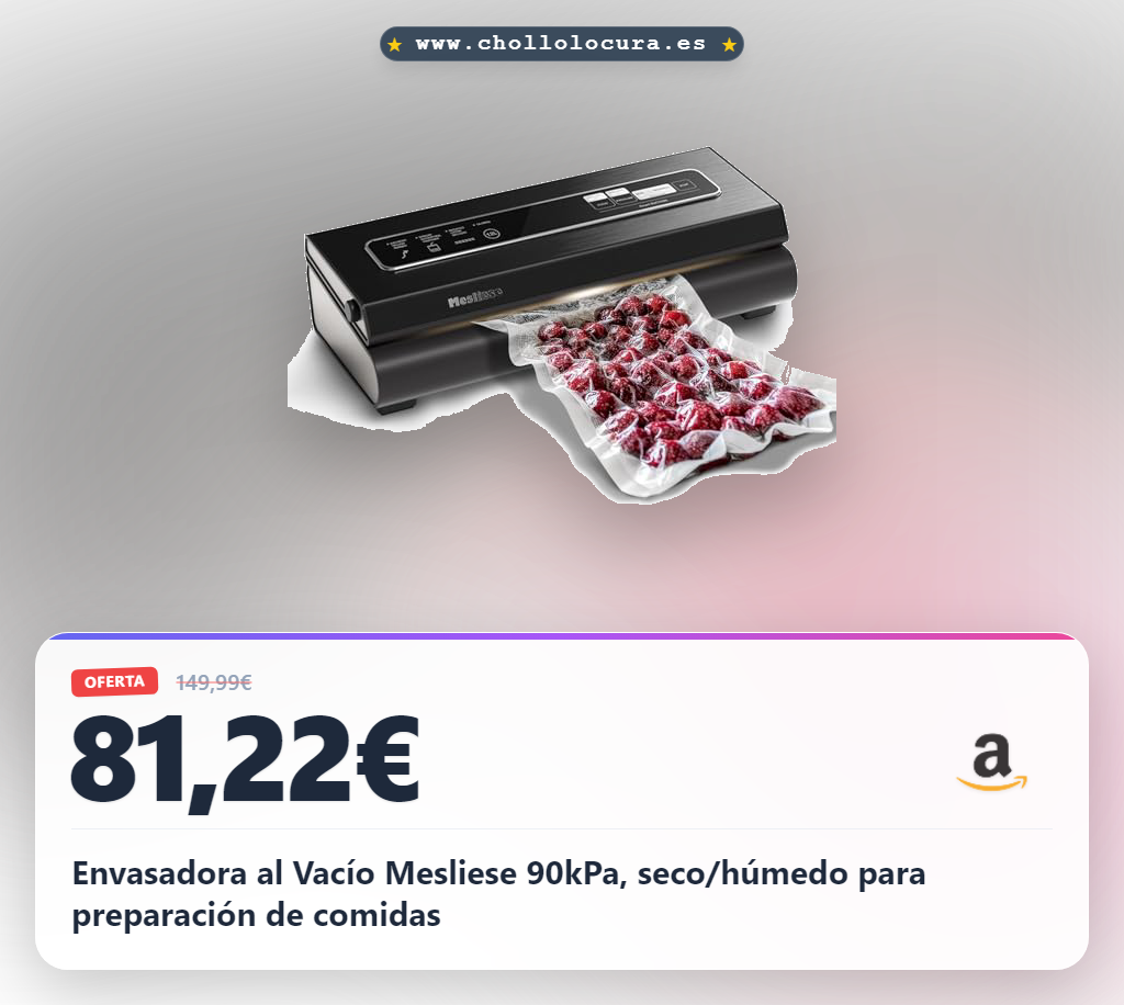 Envasadora al Vacío Mesliese 90kPa, seco/húmedo para preparación de comidas