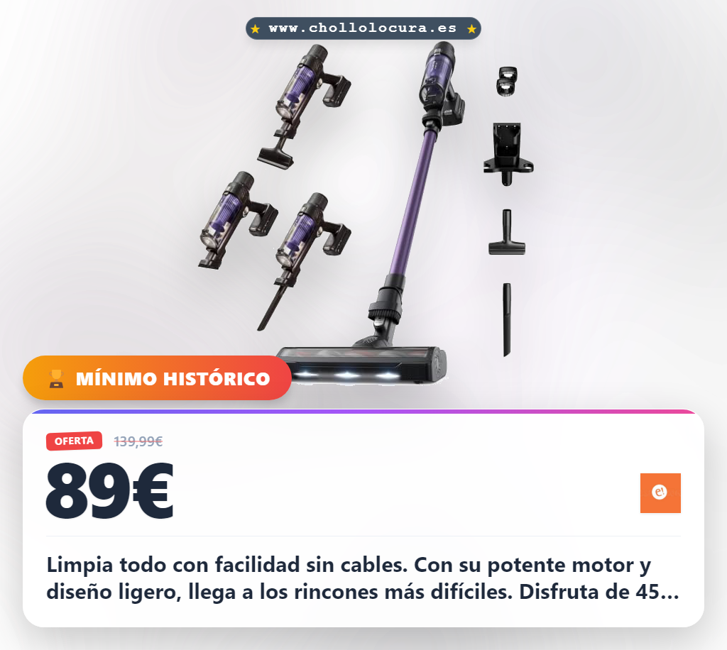 Aprovecha la aspiradora sin cable Rowenta X-Pert 7.60 potente para suelos y techos al mejor precio de chollo