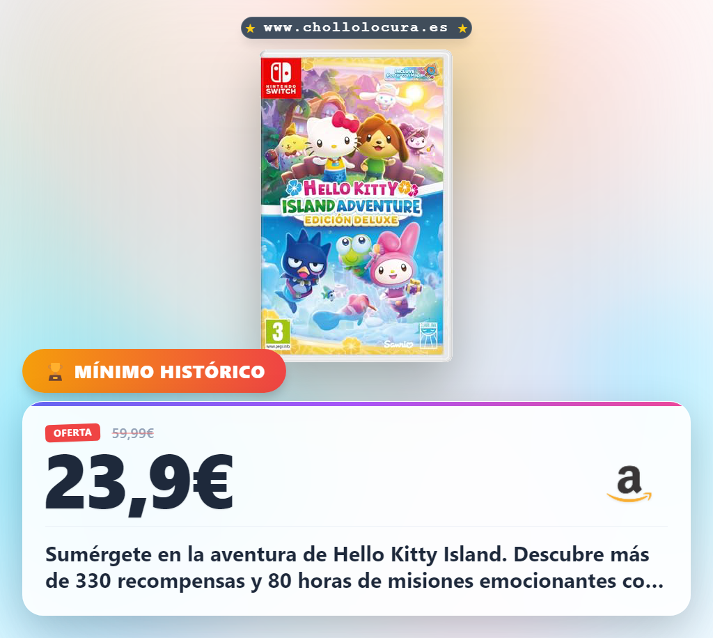Aprovecha la aventura Hello Kitty Island Adventure Deluxe Edition para Nintendo Switch con 330 recompensas y 80 horas de misiones