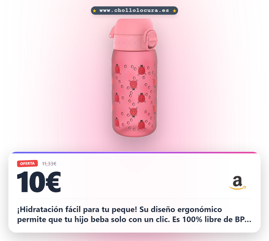 Llévate la Botella de Agua para Niños ion8 350ml Sin BPA a Prueba de Fugas Diseño Mariquita al Mejor Precio