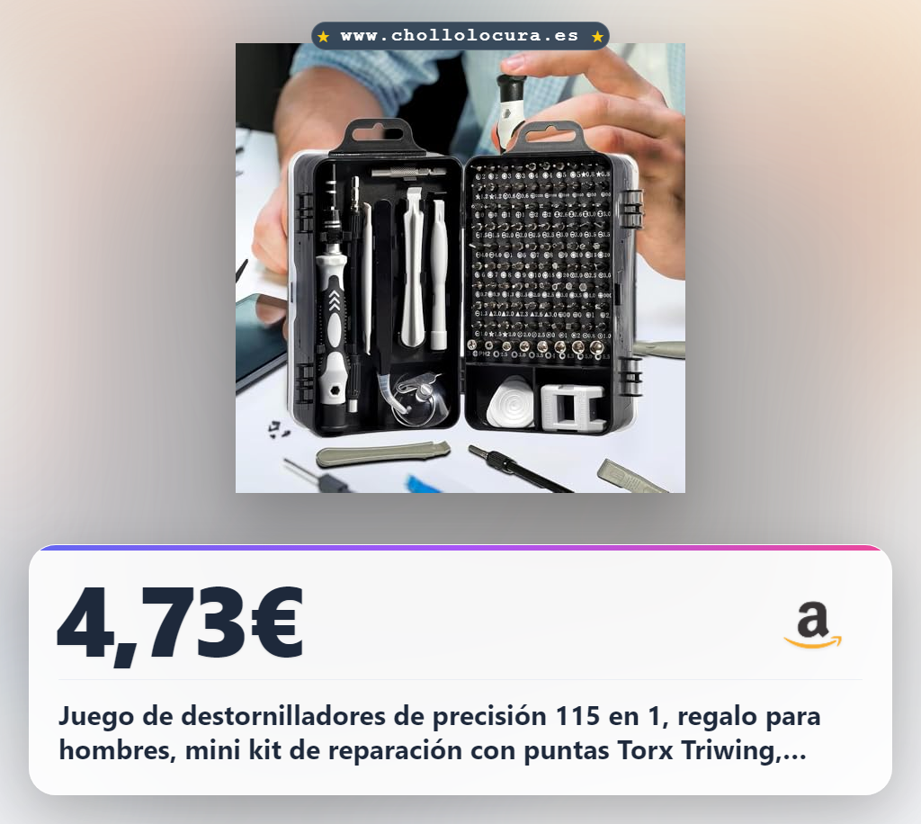 Juego de destornilladores de precisión 115 en 1, regalo para hombres, mini kit de reparación con puntas Torx Triwing, reparación para ordenador, portátil, RC, teléfono, electrónica, gafas, con estuche
