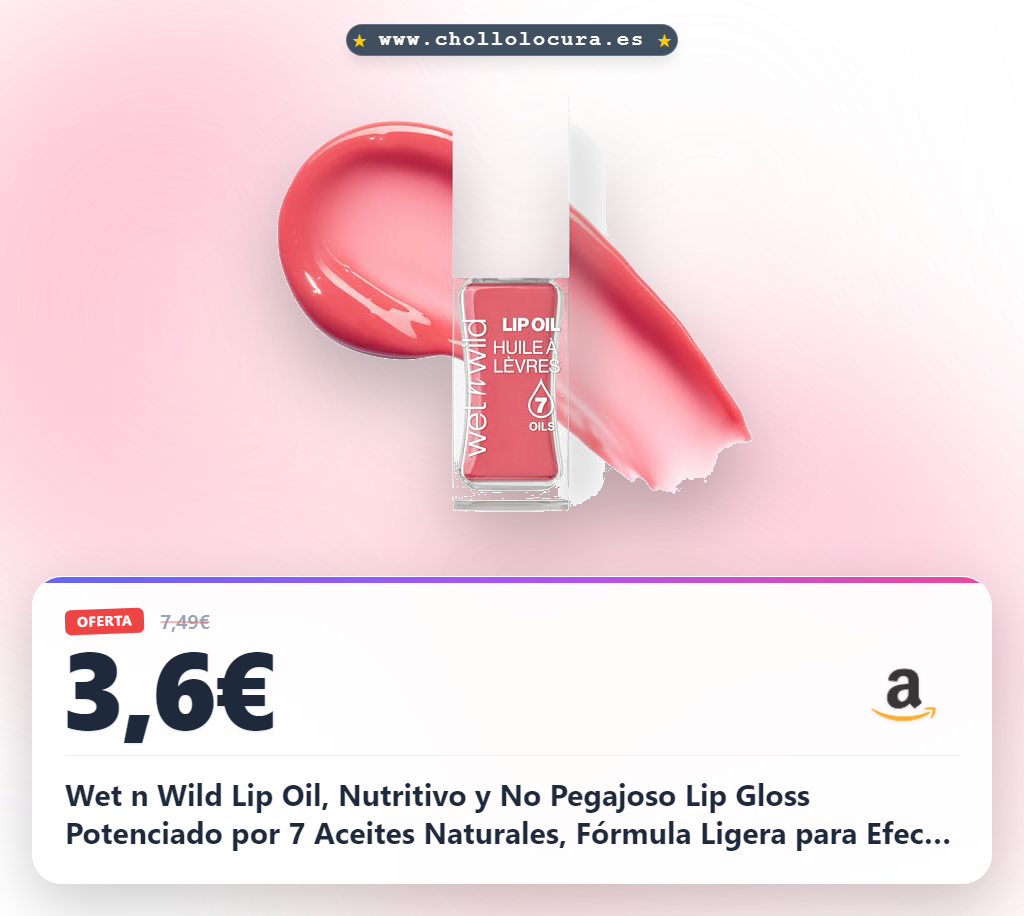Wet n Wild Lip Oil, Nutritivo y No Pegajoso Lip Gloss Potenciado por 7 Aceites Naturales, Fórmula Ligera para Efecto de Brillo Espejo, Vintage Society