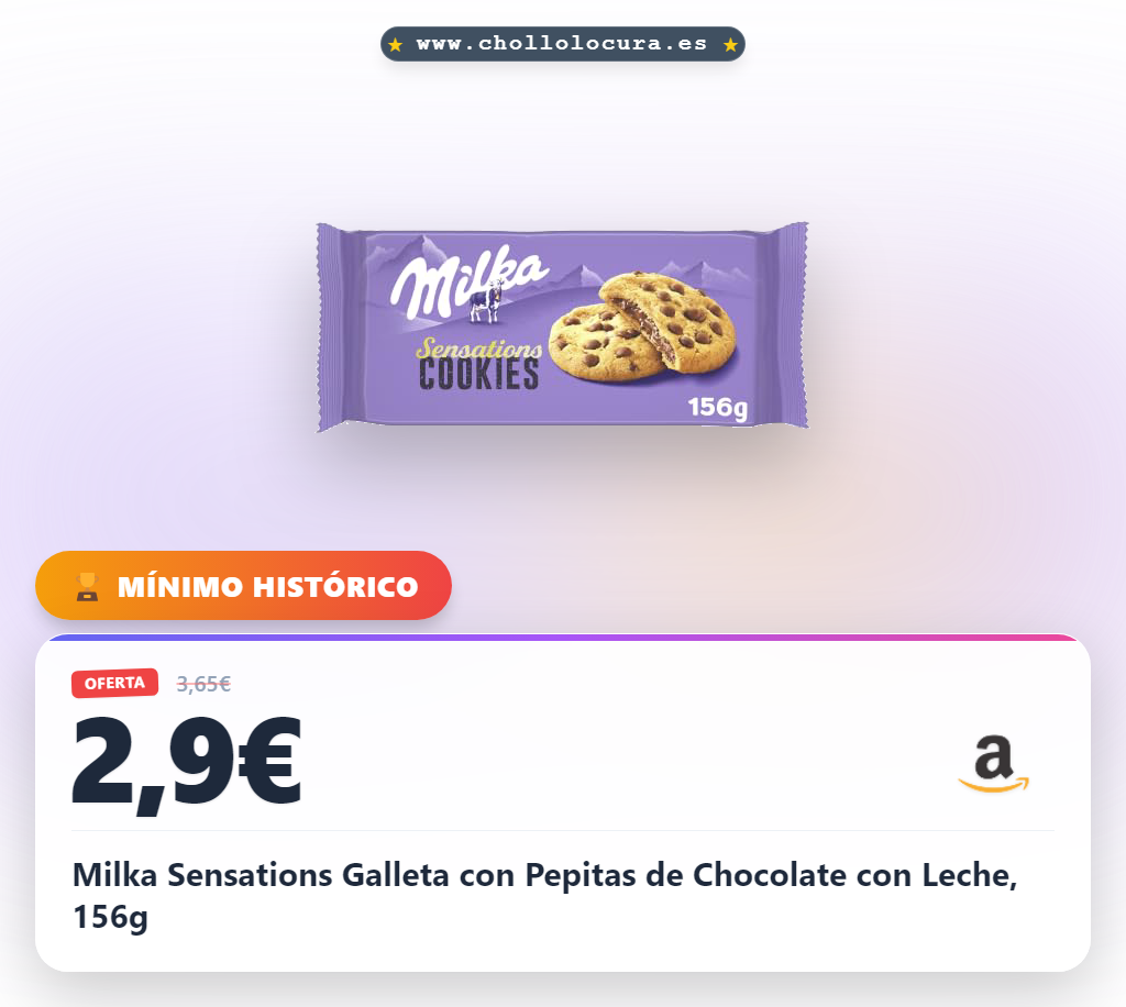 Milka Sensations Galleta con Pepitas de Chocolate con Leche, 156g