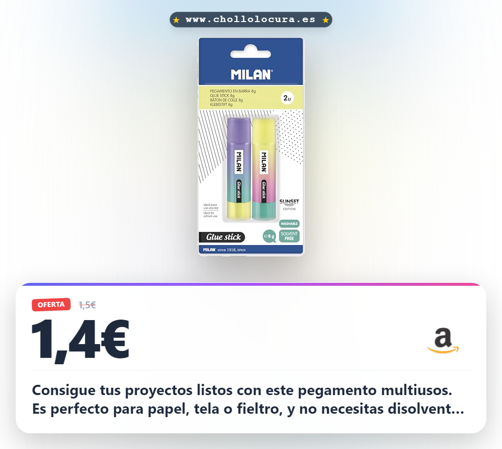 Consigue tus proyectos listos con este pegamento multiusos. Es perfecto para papel, tela o fieltro, y no necesitas disolventes. Ideal para la escuela y tus manualidades. Fácil de usar y muy versátil para todo lo que imagines.