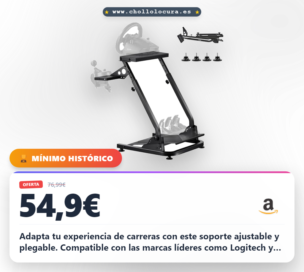Consigue soporte para volante de carreras ajustable y plegable compatible con Logitech Thrustmaster y Fanatec