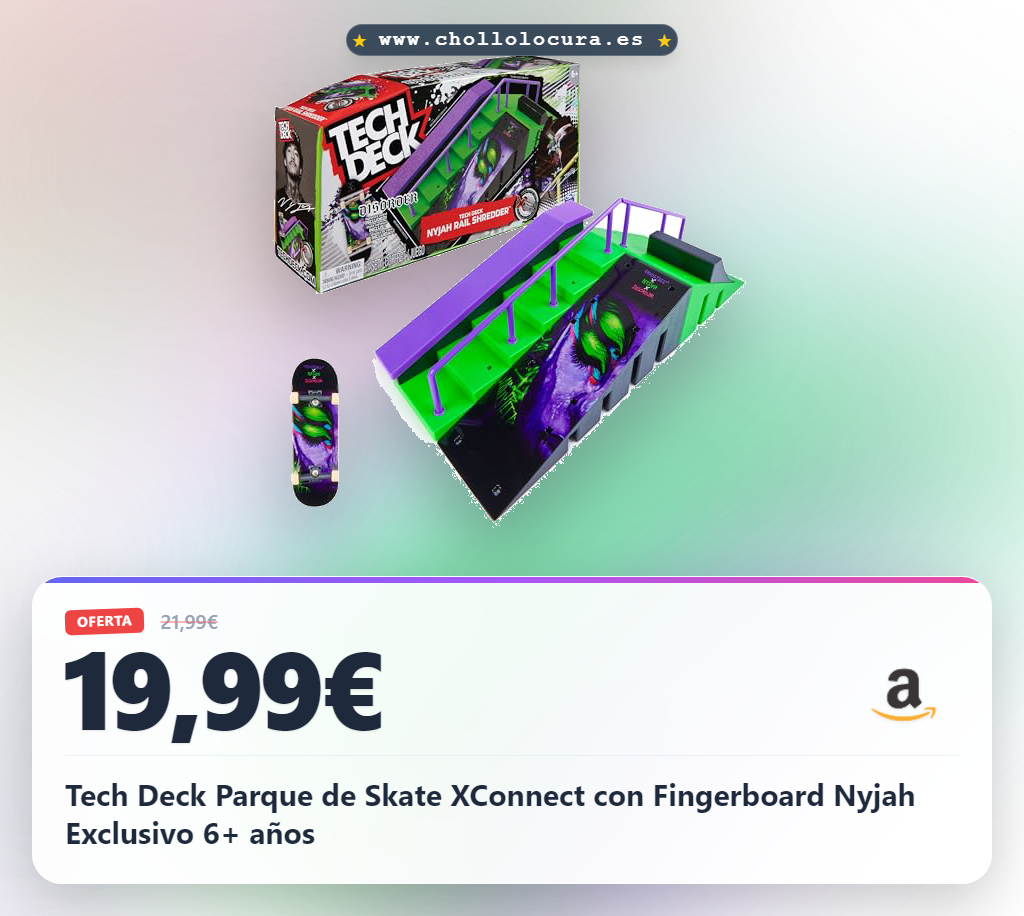 Tech Deck Parque de Skate XConnect con Fingerboard Nyjah Exclusivo 6+ años