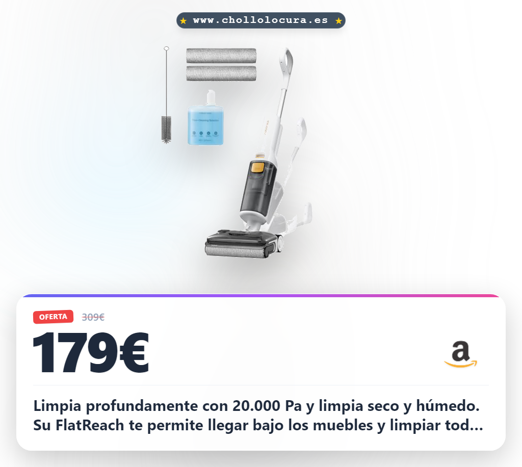 Aprovecha la Roborock F25 GT Gen 2 aspiradora-fregona con limpieza 20000 Pa y flat reach a precio de chollo