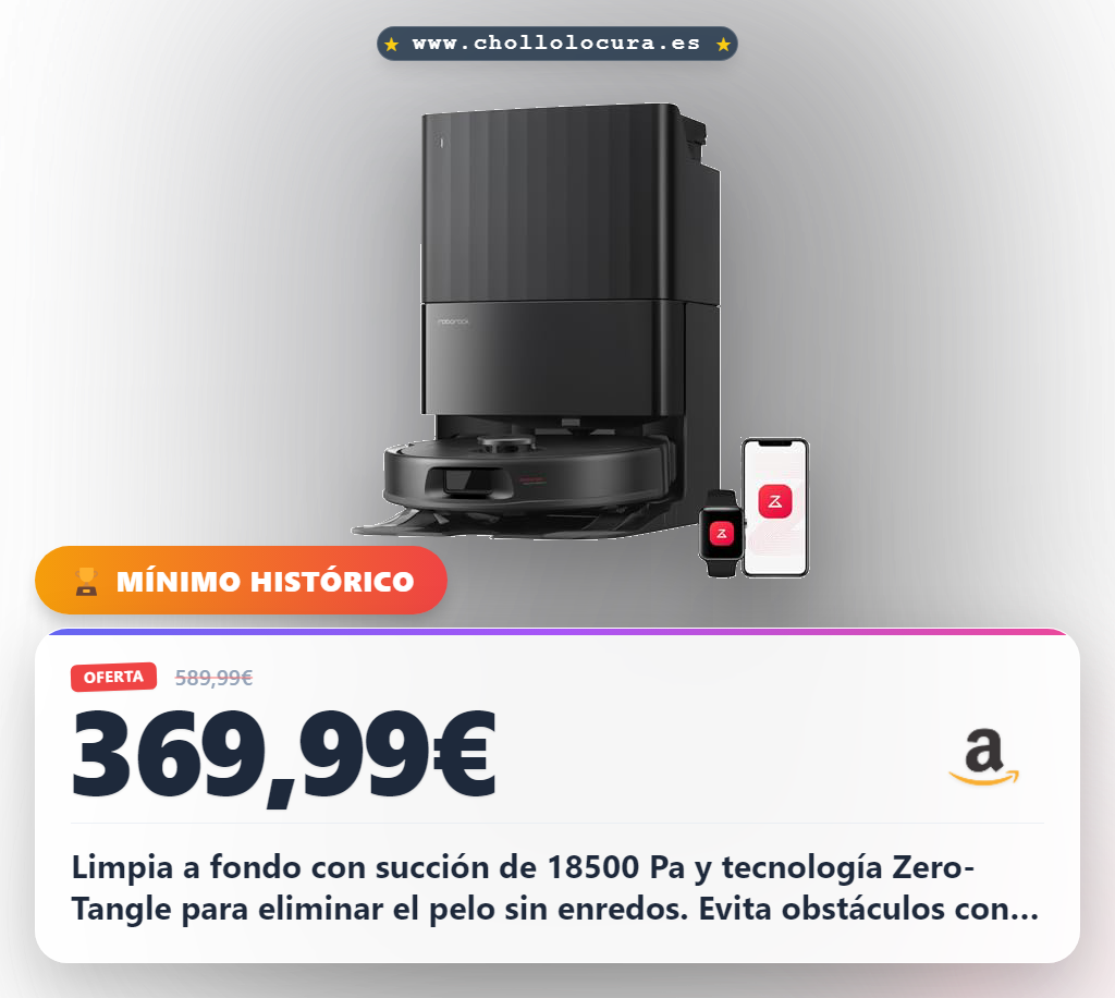 Aprovecha el robot aspirador Roborock Qrevo S Pro con succión de 18500 Pa y sistema antienredos en oferta