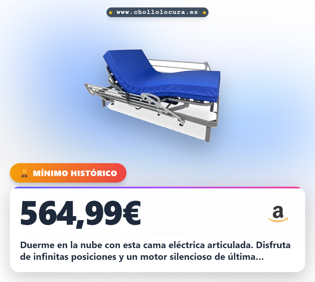 Consigue la cama eléctrica articulada Ergomedic Pro con colchón sanitario Sanipur y barandillas INOX en oferta