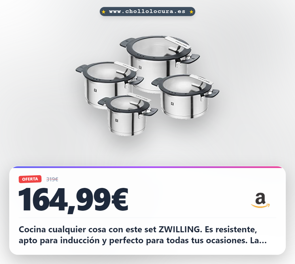 Consigue la batería de cocina ZWILLING Simplify de 4 piezas en oferta al mejor precio para inducción y cocina versátil