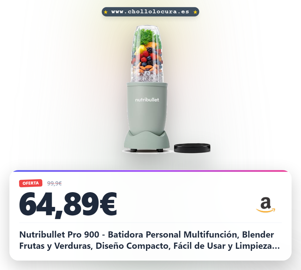 Nutribullet Pro 900 - Batidora Personal Multifunción, Blender Frutas y Verduras, Diseño Compacto, Fácil de Usar y Limpieza Rápida, Extracción de Nutrientes, 900W, Mineral Verde Oliva (NB904MAJD)