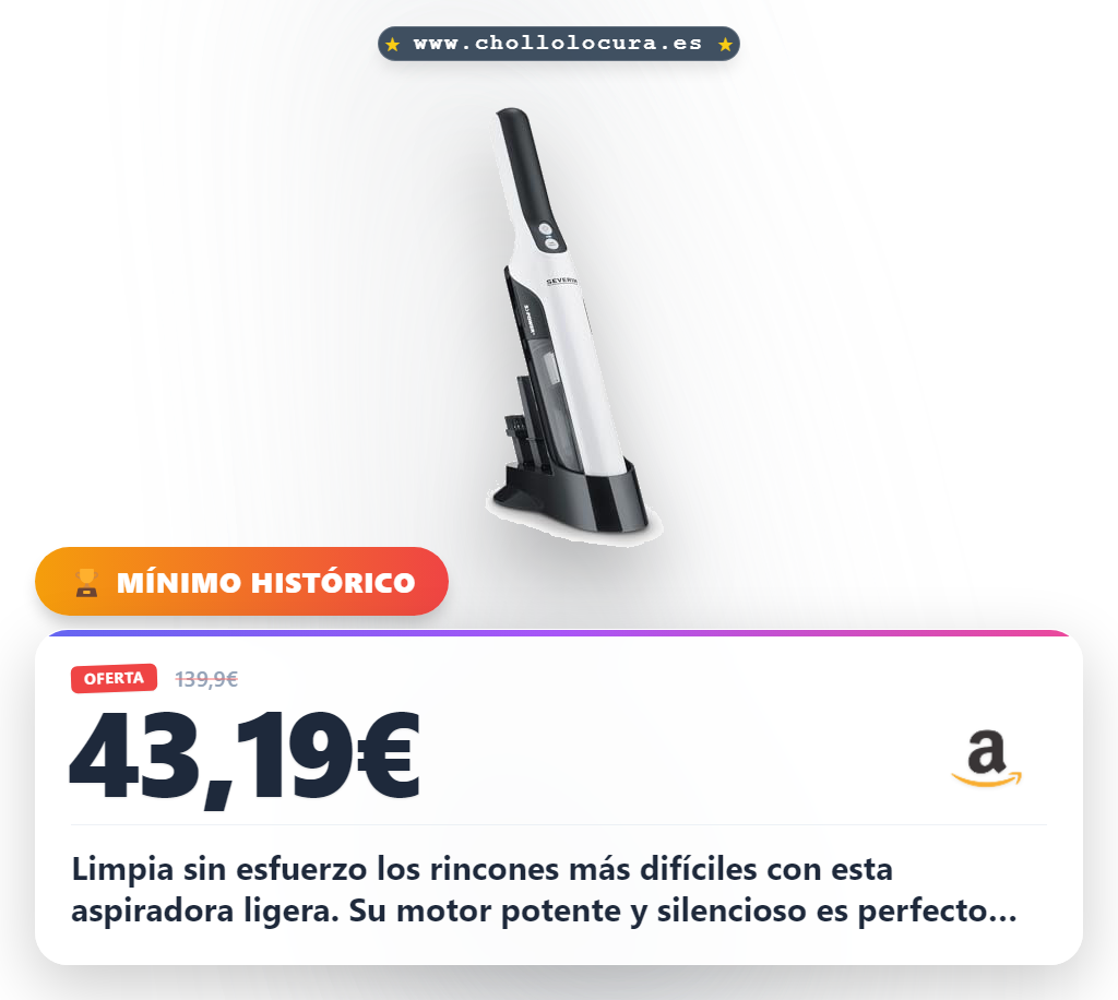 Aprovecha la aspiradora SEVERIN inalámbrica sin cable para mascotas y muebles al mejor precio de oferta