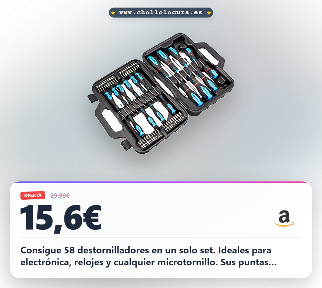 Aprovecha este set de 58 destornilladores magnéticos Phillips y Torx para electrónica al mejor precio