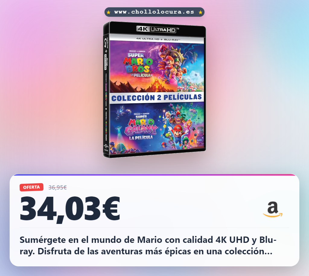 Aprovecha el pack Super Mario 1 y 2 en 4K UHD y Blu-ray en oferta histórica