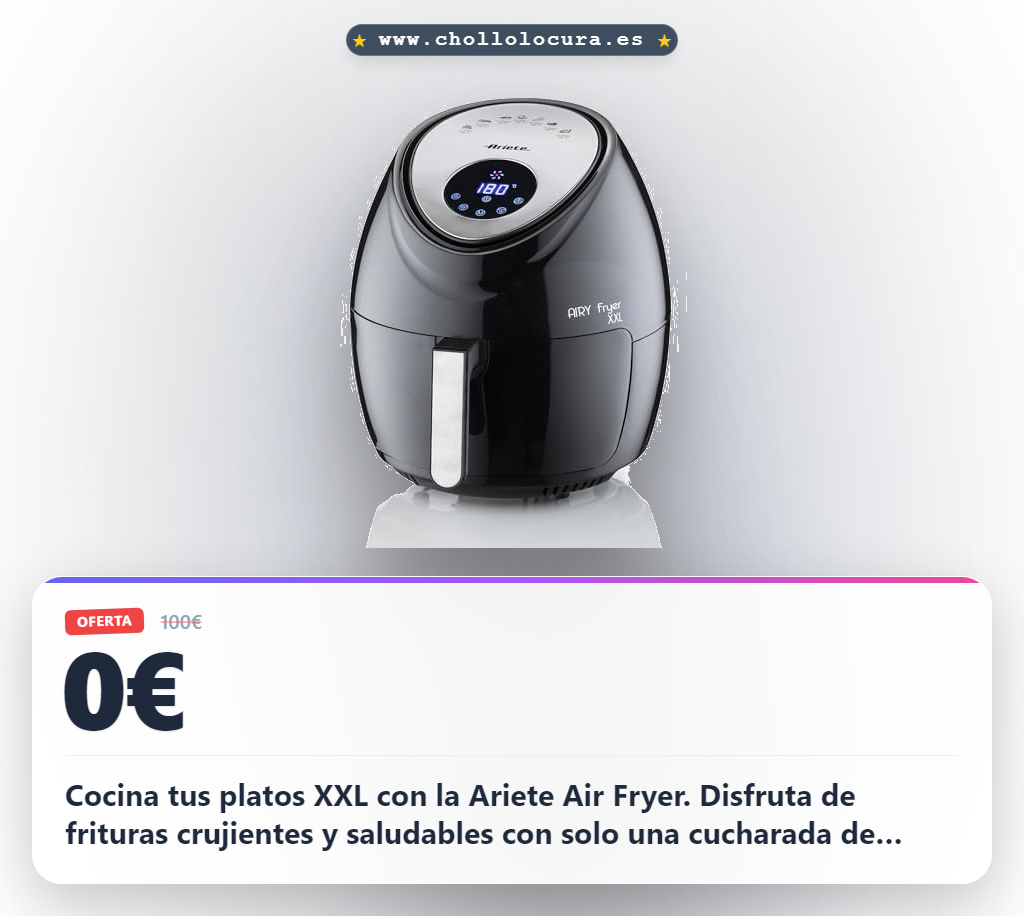 Compra la Ariete Air Fryer XXL de 7 Litros con 1800W y cocina al mejor precio en oferta histórica