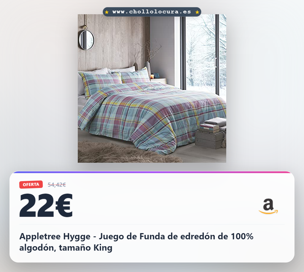 Appletree Hygge - Juego de Funda de edredón de 100% algodón, tamaño King
