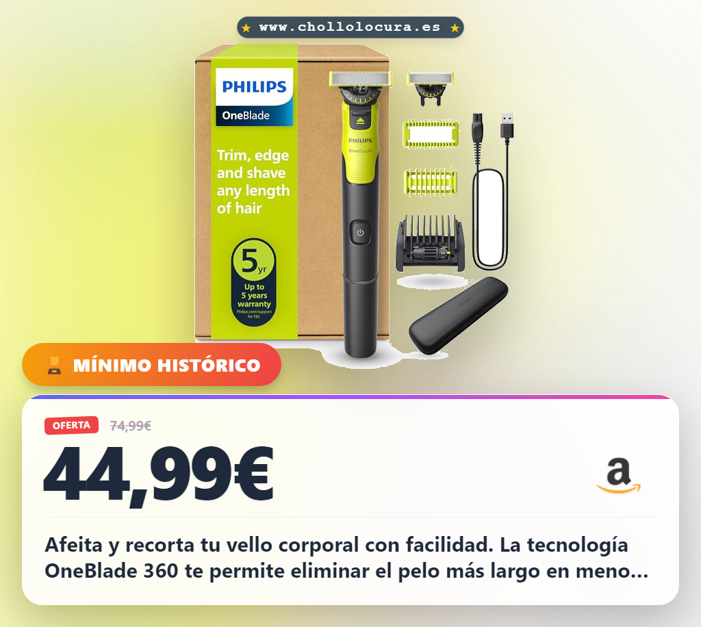 Consigue la afeitadora OneBlade 360 para vello corporal al mejor precio de oferta histórica