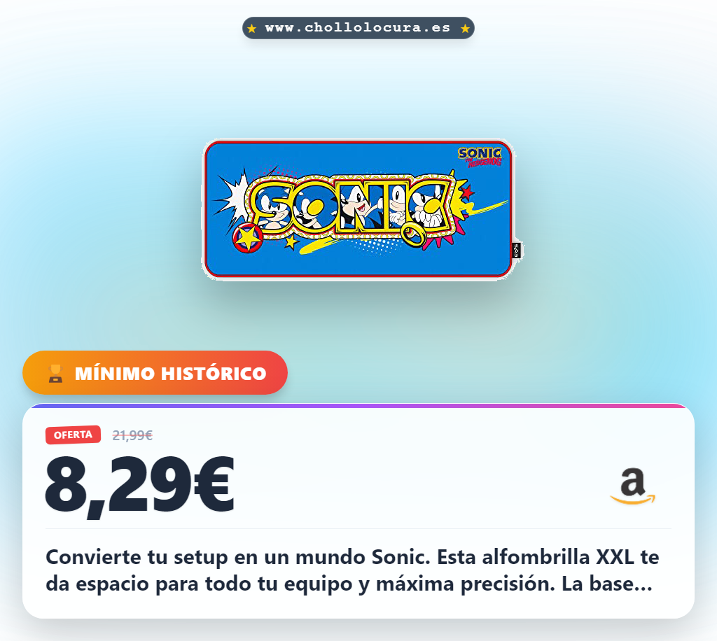 Aprovecha la alfombrilla gaming XXL Sonic para tu setup gamer con base antideslizante y máxima resistencia