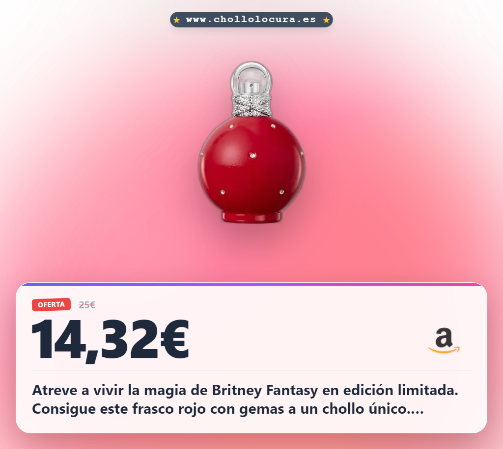 Disfruta la edición limitada Britney Fantasy Did It Again con frasco rojo y gemas a precio de chollo.