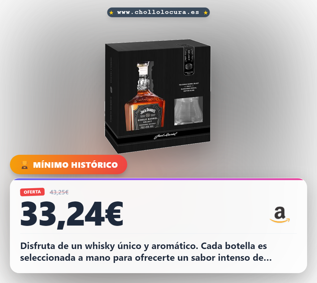 Aprovecha el whisky Jack Daniel's Single Barrel 70cl con vaso en oferta histórica