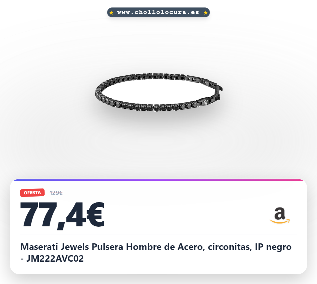 Maserati Jewels Pulsera Hombre de Acero, circonitas, IP negro - JM222AVC02