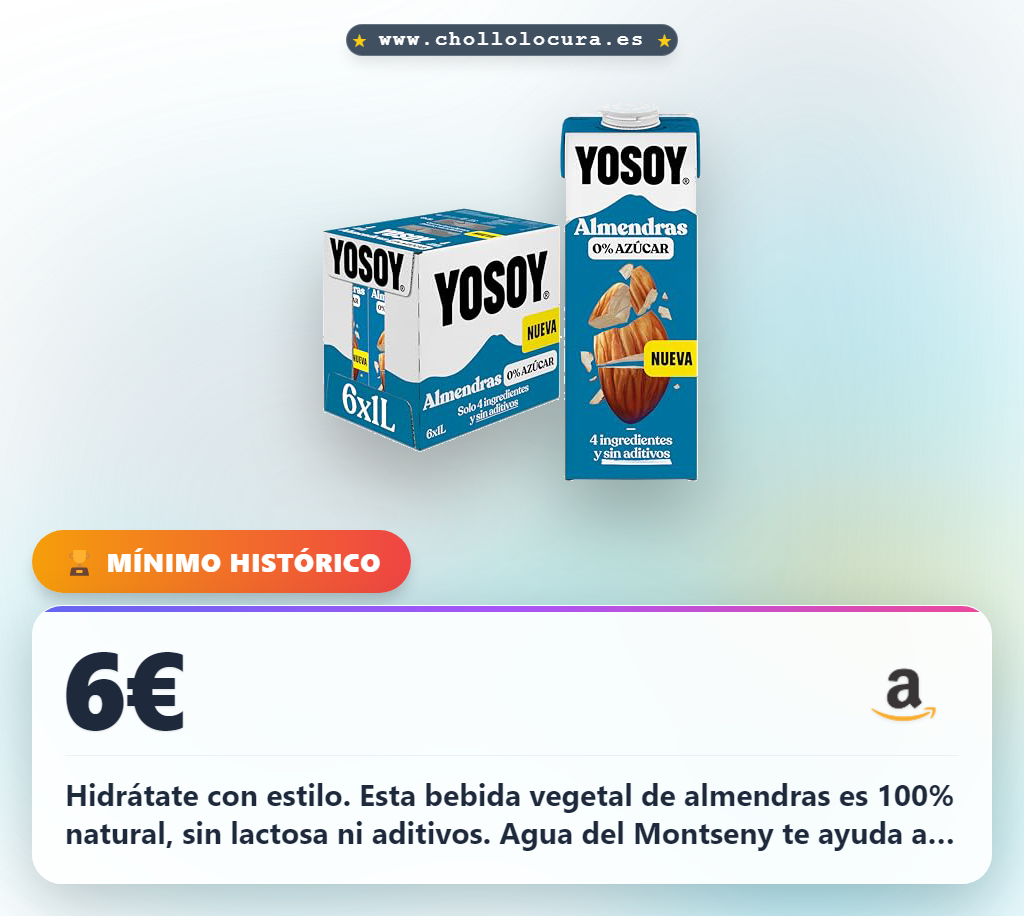 Aprovecha la bebida vegetal de almendras 0% sin azúcar ni aditivos. Pack de 6 litros para hidratarte y cuidar tu tensión al mejor precio